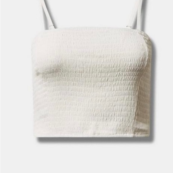 Torrid Gauzed Smocked Crop Beach Cami White - Picture 3 of 3